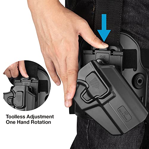 GUN & FLOWER Black Universal Drop Leg Holster for Full & Compact Pistols - Optic Cut & Level II Retention