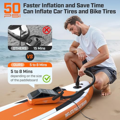 Electric Pump for Inflatable Paddle Boards & Water Sports - Orange Variation