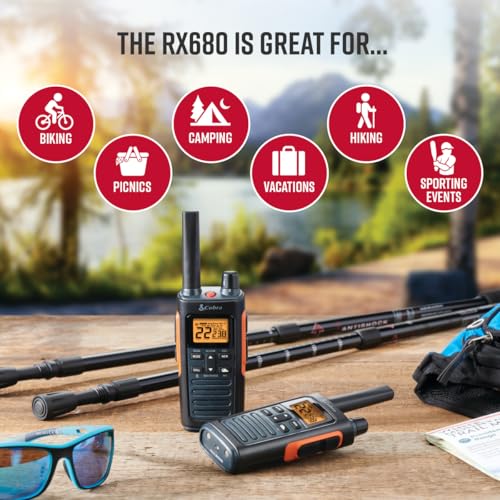 Cobra RX680 Walkie Talkies 2-Pack with Dock Charger, IP54 Water Resistant