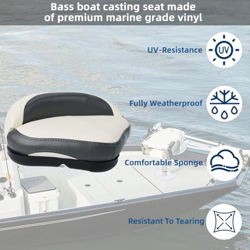 14-19 Inch White & Grey Pedestal Kit for Bass Boat Casting Seat with Mount