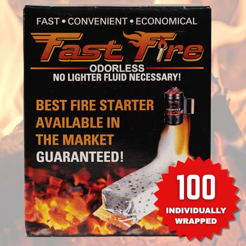 Fast Fire Odorless Fire Starter Cubes 100 Count - Waterproof, Individually Wrapped