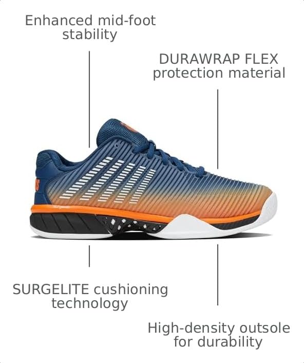 K-Swiss Men's Hypercourt Express 2 Tennis Shoes - Blue Opal/Black/White, Size 8