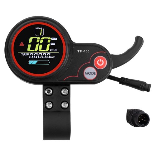 Electric Scooter Throttle 6 Pin, 2 in 1 TF - 100 LCD Ebike Thumb Throttle Controller with Waterproof LCD Display Speedometer Waterproof Plug for KUGOO M4 Pro Parts Electric Scooter 36-48 V