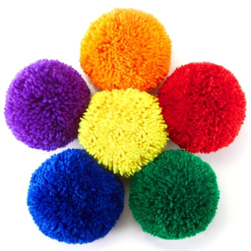 12-Pack Large Soft Fleece Playground Balls - Rainbow Dodgeball Set for Kids, Camps & Schools