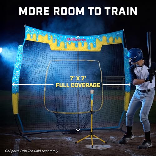 Drip Blue 7 ft x 7 ft Baseball & Softball Hitting Net with Strike Zone Practice Aid