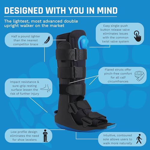 Gray Medium Pneumatic Walking Boot - Lightweight Support for Foot & Ankle Injuries