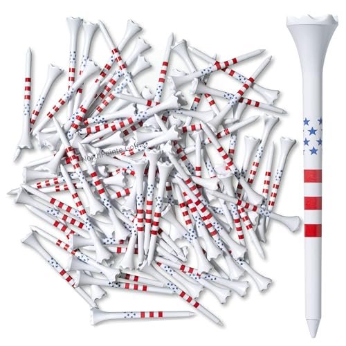 USA Stars and Stripes American Flag Golf Tees - 100 Bulk Plastic Patriotic Tees