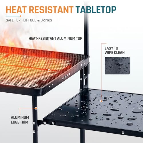 Portable Folding Camping Kitchen Station with Heat-Resistant Top for Outdoor Grilling
