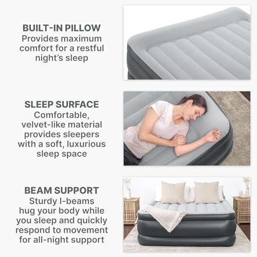 SLEEPLUX Queen Inflatable Air Mattress with Built-in Pump, Pillow & USB Charger, 22 Inch Tall
