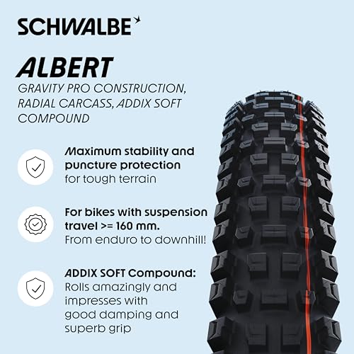 Schwalbe Albert Radial TLR Folding MTB Tire 27.5x2.60 Gravity Pro