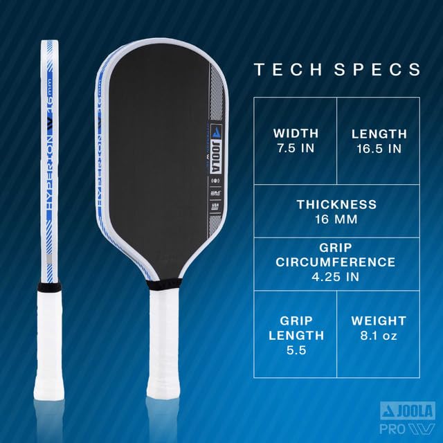 JOOLA Pro IV Pickleball Paddle 16mm Hyperion Shape - Raw Carbon Fiber Surface