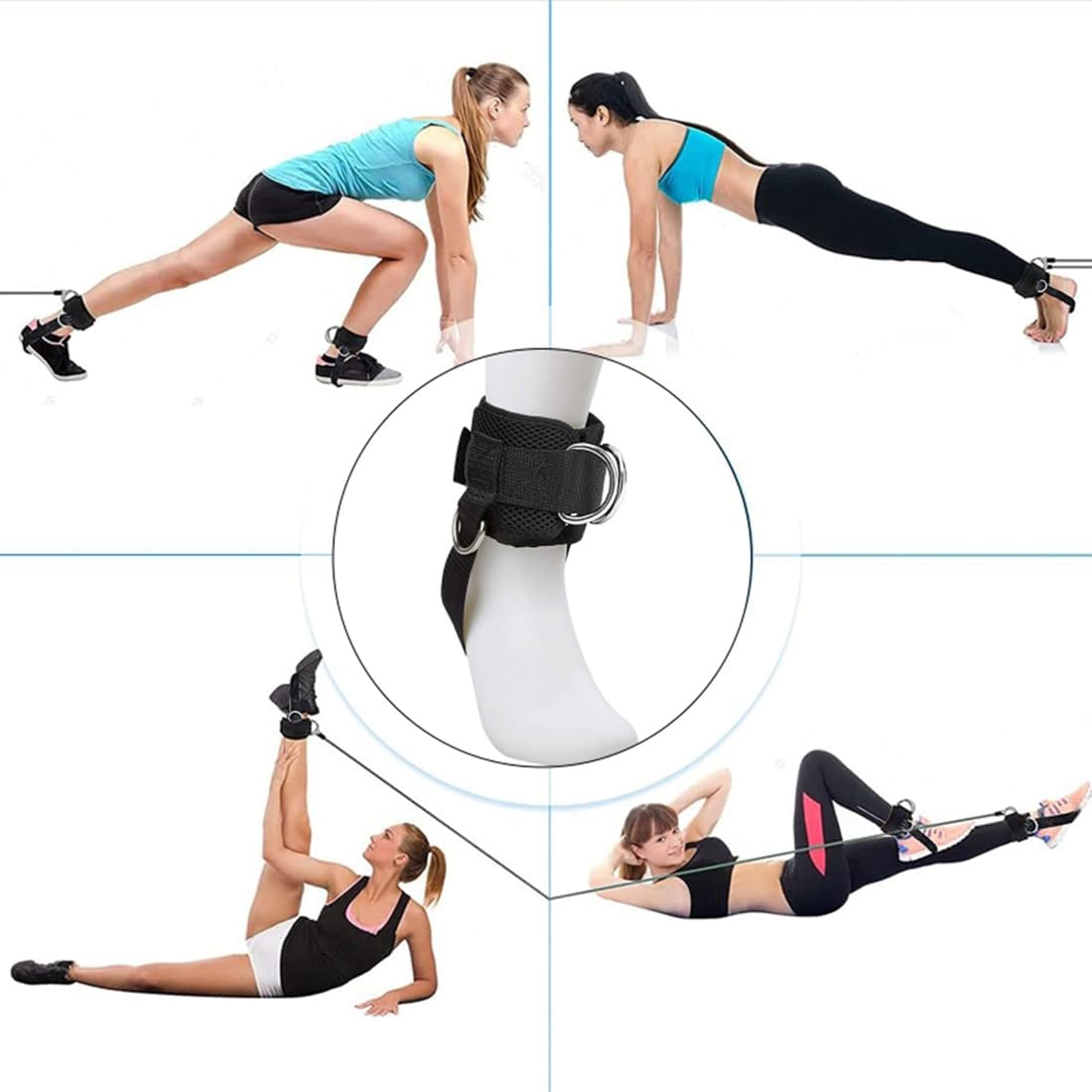 Skiennix Adjustable Ankle Straps - Padded Fitness Bands for Glute Kickbacks | 1 Pair