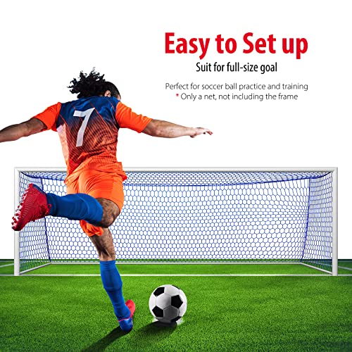 Soccer Goal Net Replacement 24x8FT Blue - Standard Size, Weather-Resistant, Durable Nylon Mesh with 4in Hexagon Mesh, Variation of Blue / Standard 24' W x 8' H x 3' D x 8' B