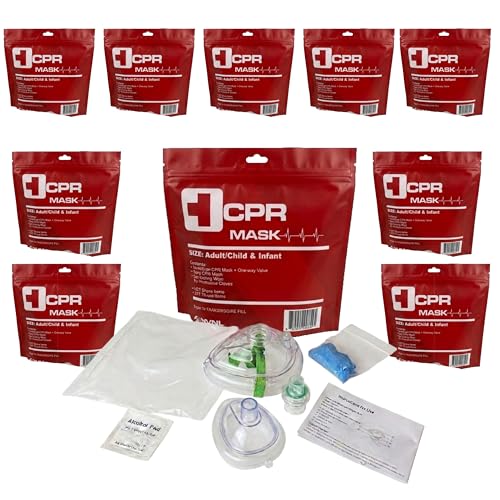 WNL Products Rescue Mask Kit 10 Pack for CPR Training & First Aid