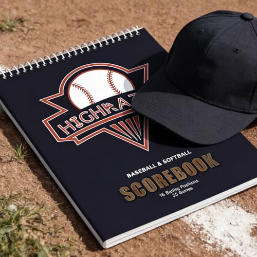 Baseball Softball Scorebook 35 Games Vertical 8.5 x 11 Inch with Stickers
