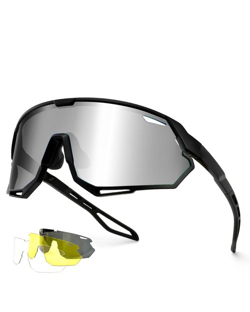 Meeloog 26g Polarized Sports Sunglasses for Men Women with 3 Lens - UV400 Protection Sun Glasses for Running Cycling Baseball Fishing