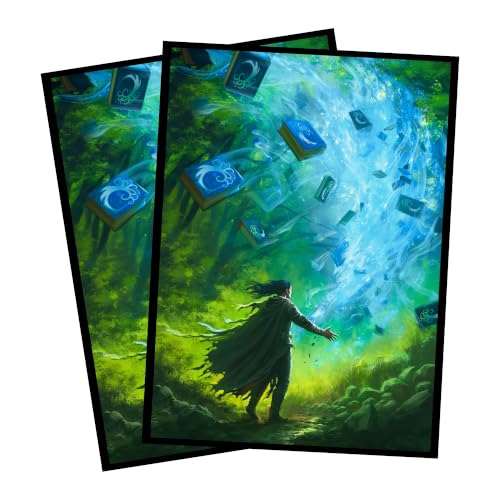 Regular Blue/Green Hand-Drawn Textured Matte Card Sleeves for Trading Cards - 100 Pack