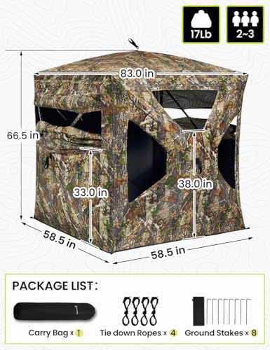 TIDEWE Full See-Through Hunting Blind 270° Visibility with Windproof Curtain