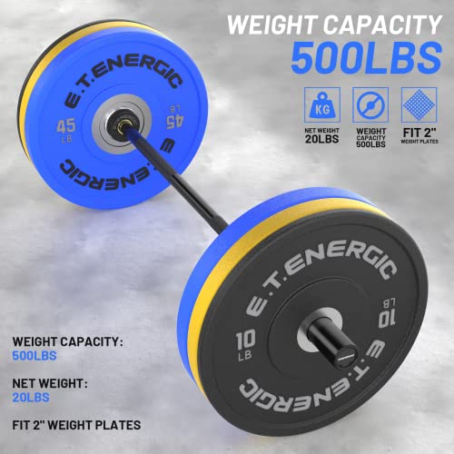 E.T.ENERGIC 4FT Black Chrome Steel Olympic Barbell 500LB Capacity for Home Gym