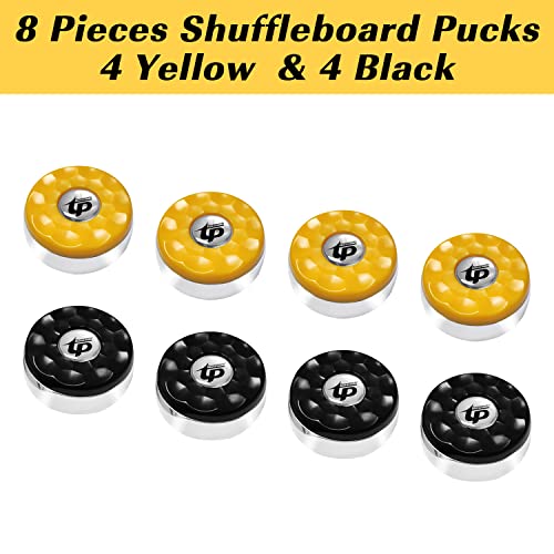 2-1/4 Inch Shuffleboard Pucks Set of 8 - Orange & Black Heavy Steel