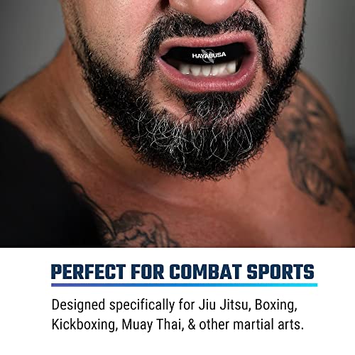 Hayabusa Combat Sports Mouth Guard Youth, Kids and Adult Sizes Comes with Case - Black/Red, Adult