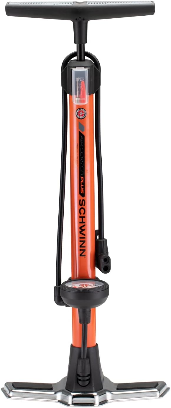 Schwinn Air Center Series Floor Pump - Dual Head Design for Schrader & Presta Valves | 100-160 PSI