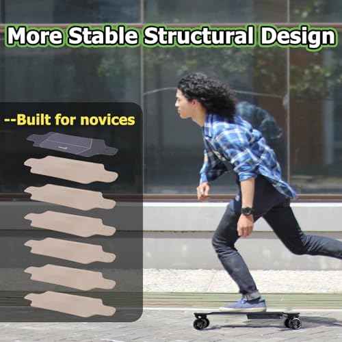 Electric Skateboard with Remote - 17 Miles Range, 8-Ply Maple, Blue - Beginner Friendly