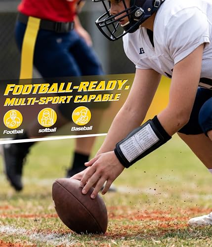 Football Wristbands with Play Windows & Quick Flip Access - Black 22pcs, Sports Coaching Aid
