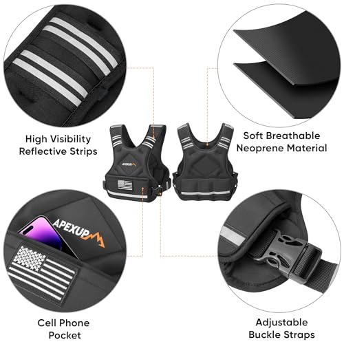 Black 20-32lb Adjustable Weighted Vest for Men Women Fitness & Running