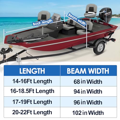Tegnero 14-16ft Smoke Gray Bass Boat Cover with Motor Protection, V-Hull Fit