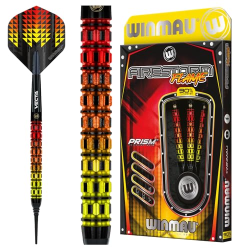 Winmau Firestorm 20 Soft Tip Darts - 90% Tungsten, Slim Precision, Includes Flights & Shafts