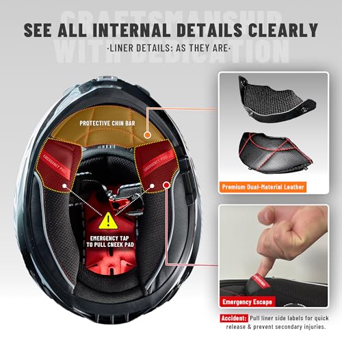 Full Face Motorcycle Helmet for Adults - Medium, Matte Black, DOT Certified