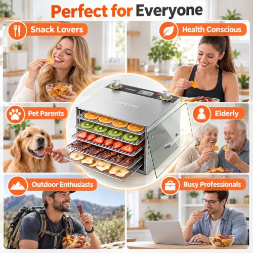 Food Dehydrator with 5 Stainless Steel Trays - Adjustable Temp 194°F - Empculd - Variation of THIS listing