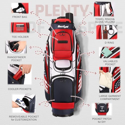 14-Way Molded Lock Top Golf Cart Bag for Men with Multiple Pockets