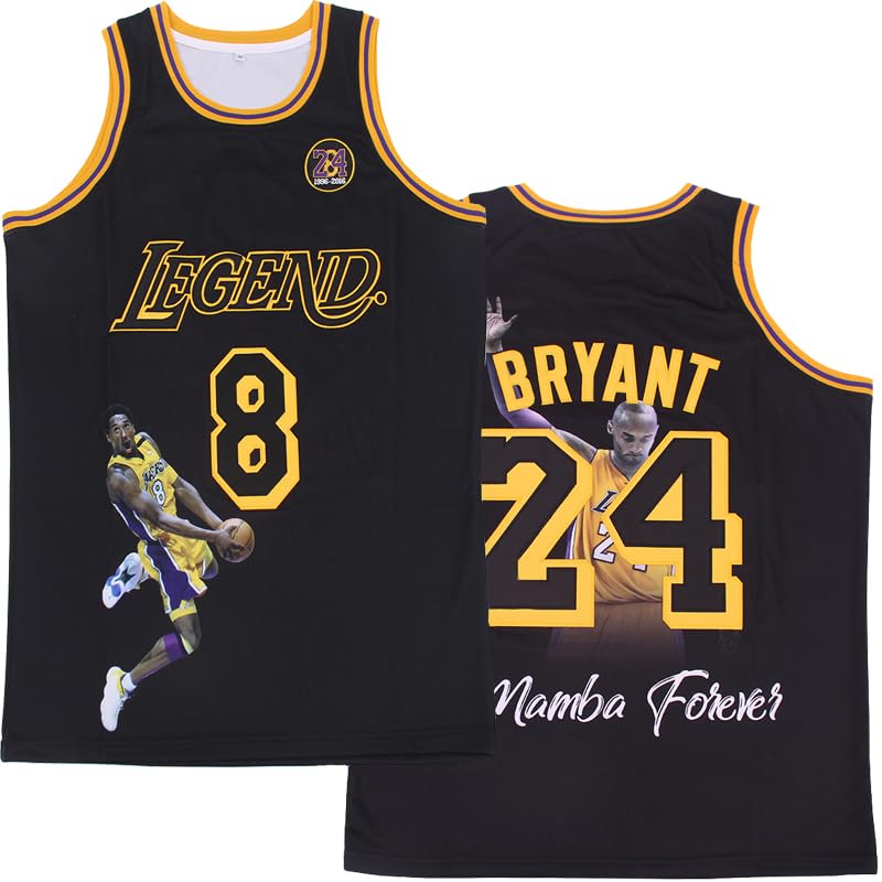 Men's Basketball Jersey Legend 8 24 Hip Hop Sports Shirt Snakeskin Medium Black