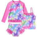 Girls Swimsuit 3 Pieces Rash Guard Bathing Suit for 5-6 Years - Mermaid Colorful