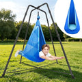 COZEER Blue Color-Block Sensory Swing with Stand for Kids & Adults, 330 lbs