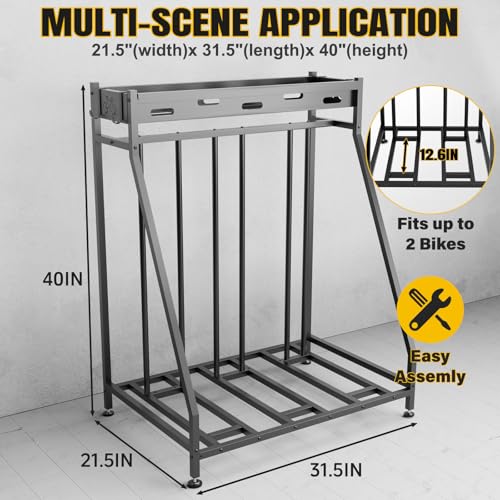 3 Bike Stand with Heavy-Duty Metal Baskets Garage Bike Rack Storage
