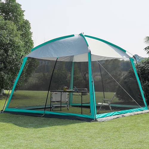 GREGIN Blue Screen House Tent 11x11 ft Mesh Canopy for Camping & Backyard