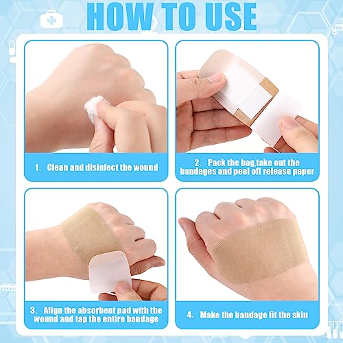 Sinmoe 800 Pack Large 2x4 Inch Adhesive Bandages for Wound Care - Bulk First Aid Supplies