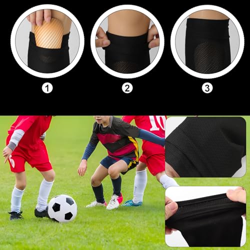 Soccer Shin Guard Sleeves Set - Breathable Elastic Sock Covers for Adults & Kids