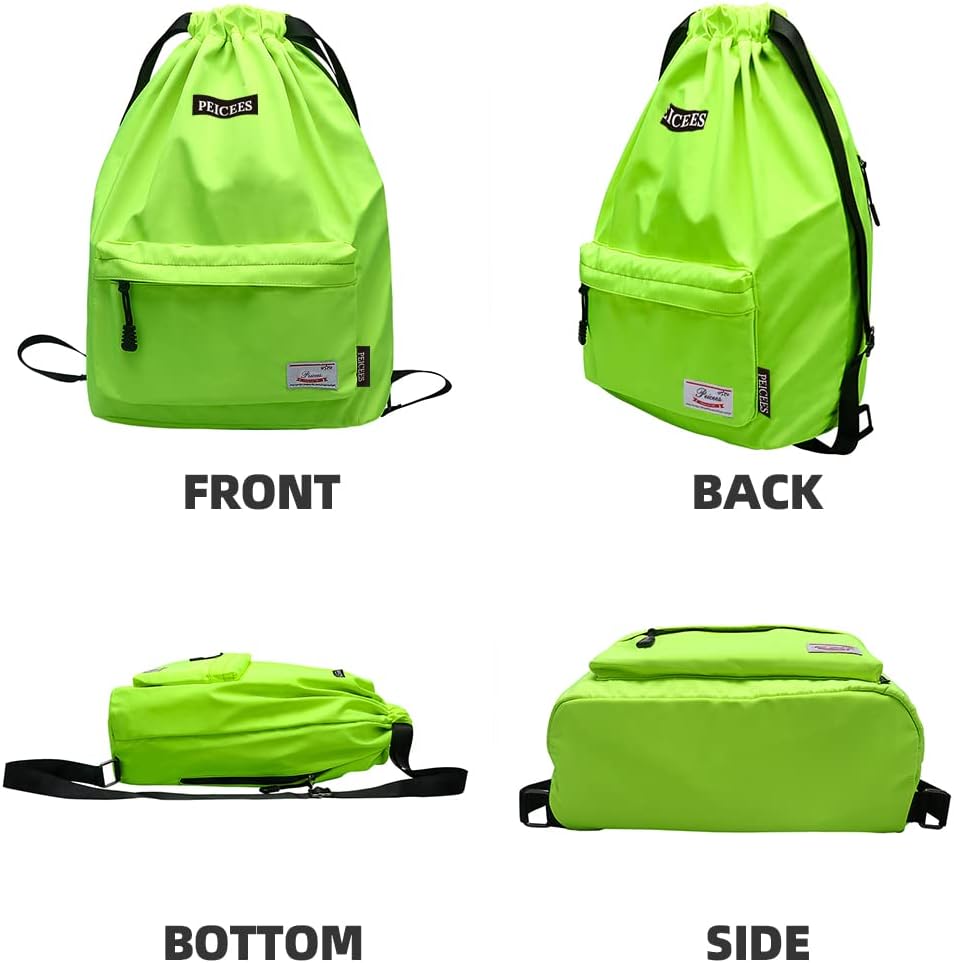 Peicees Waterproof Drawstring Sport Bag - Lightweight Sackpack for Men & Women | Ideal for Gym & Travel