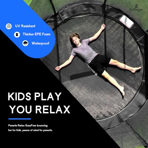 Polpagar 14FT Black Trampoline Pad - Weatherproof Outdoor Replacement Cover