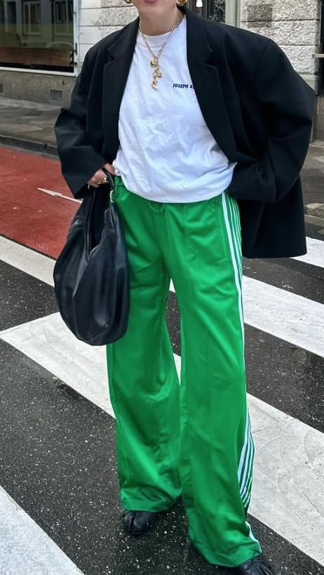 UAURORAO Women’s Y2K Track Pants - Baggy Striped Joggers with Elastic Waist & Pockets | Color Block Design