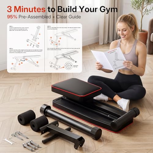 OUNUO Black 2.0 Multi-Function Weight Bench Set for Home Gym