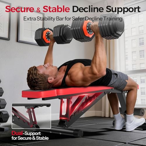 NICEPEOPLE XXL Adjustable Weight Bench for Home Gym, 660LBS Capacity, Foldable & Compact