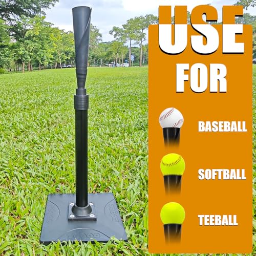 Portable Adjustable Baseball & Softball Batting Tee - Black, 25-47 Inches
