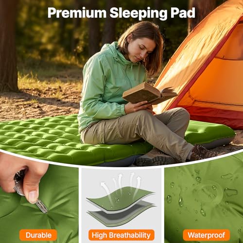 OGERY Green Full Size Ultralight 6-Inch Thick Inflatable Camping Sleeping Pad