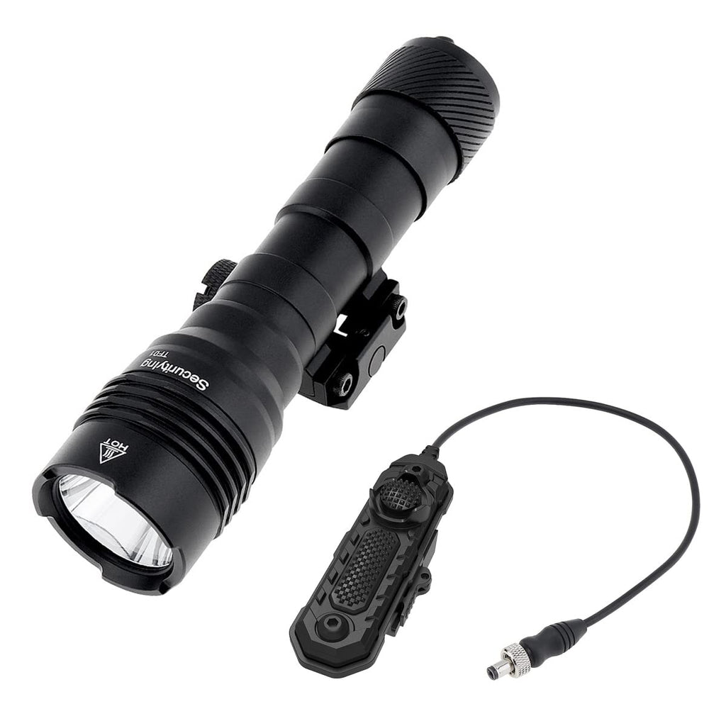 SecurityIng TF01 1000 Lumens SST40 LED Tactical Flashlight with Remote Pressure Switch, Programming 3 Modes Quick Release Weapon Light for MIL-STD-1913 Rails (Without Battery)