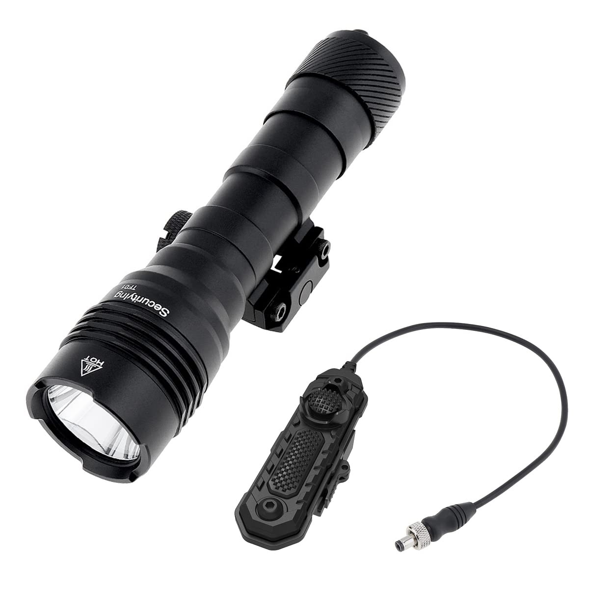 SecurityIng TF01 1000 Lumens SST40 LED Tactical Flashlight with Remote Pressure Switch, Programming 3 Modes Quick Release Weapon Light for MIL-STD-1913 Rails (Without Battery)